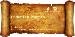 Anderlik Martin névjegykártya